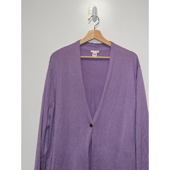 J.Jill Lavender Long Sleeve One Button Wool Blend Cardigan Sweater Women's Size - Picture 2 of 8